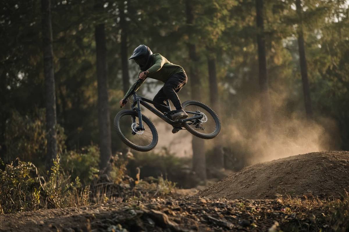 Downhill-Sprung im Bikepark